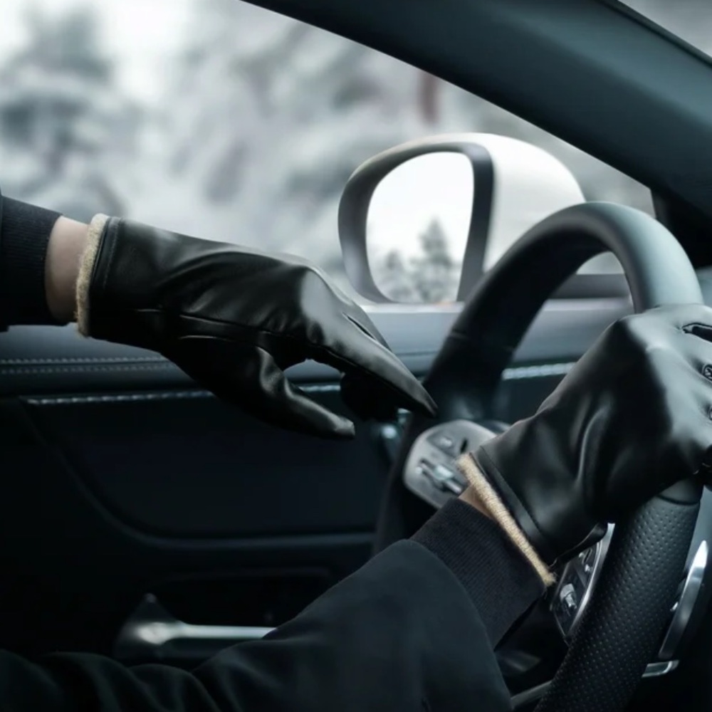 Ozero Men’s Brown PU  Leather Gloves